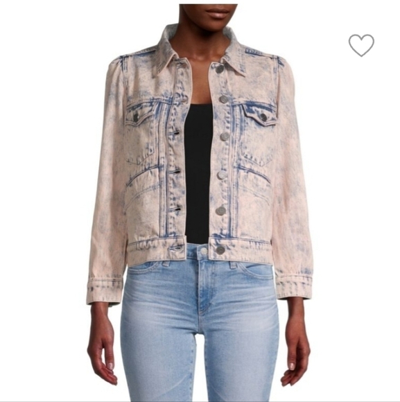 JOIE Button-Front Demarea Pink Stone Wash Denim Jacket - Picture 1 of 12